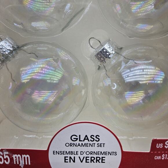 Ashland Christmas Glass Ornament Set 2.5" Iridescent DIY Craft Balls 8 Piece New - Picture 3 of 7